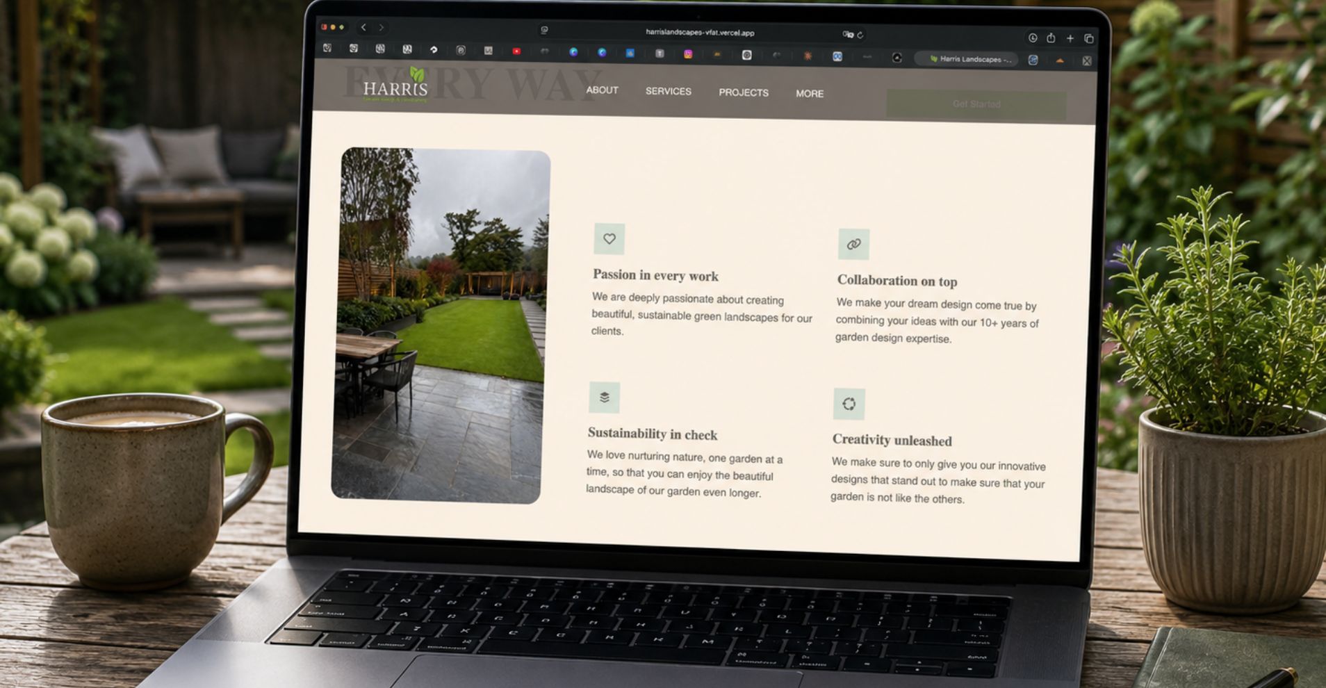 Landscaping website portfolio project for Harris Landscapes and Garden Design by Xorify