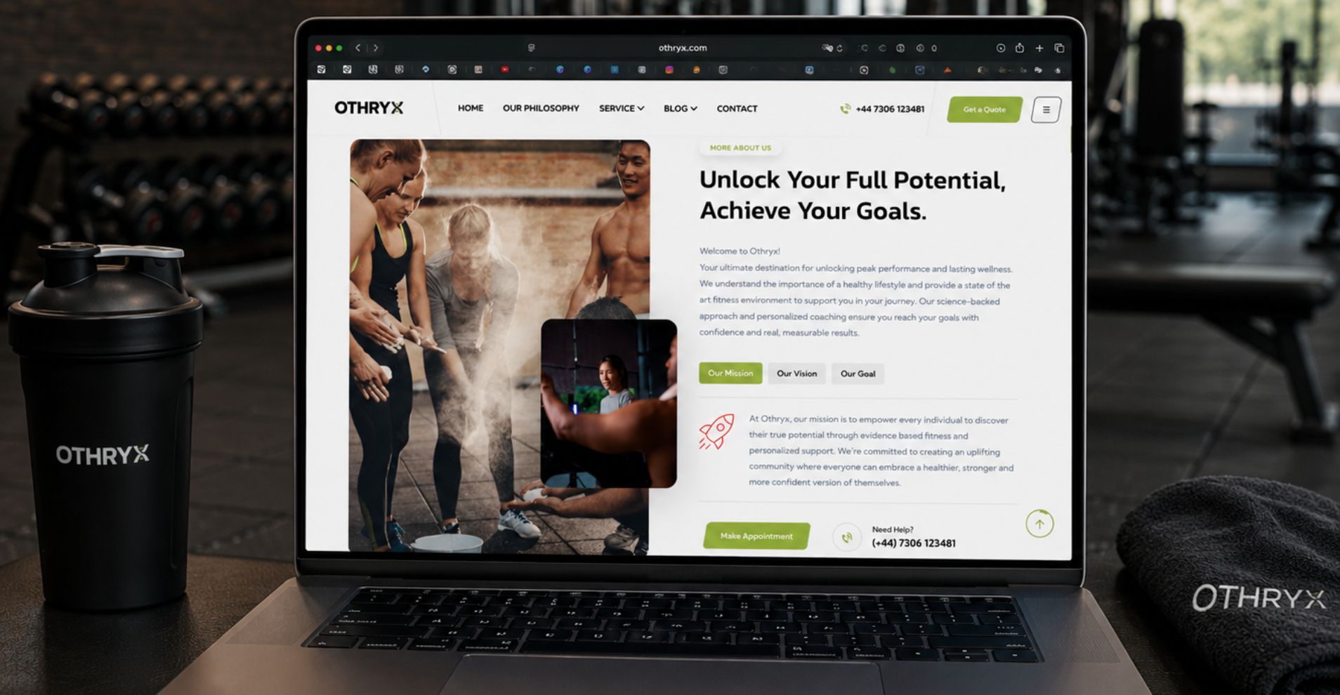 Premium personal training website design for Othryx