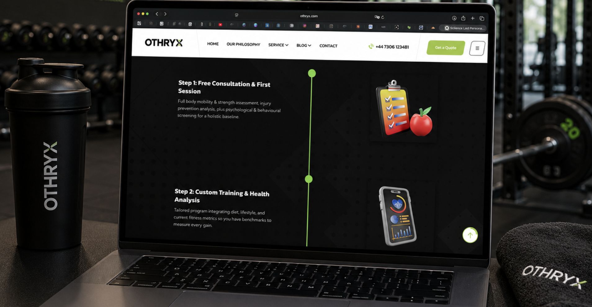Othryx personal training website UX and fitness branding project