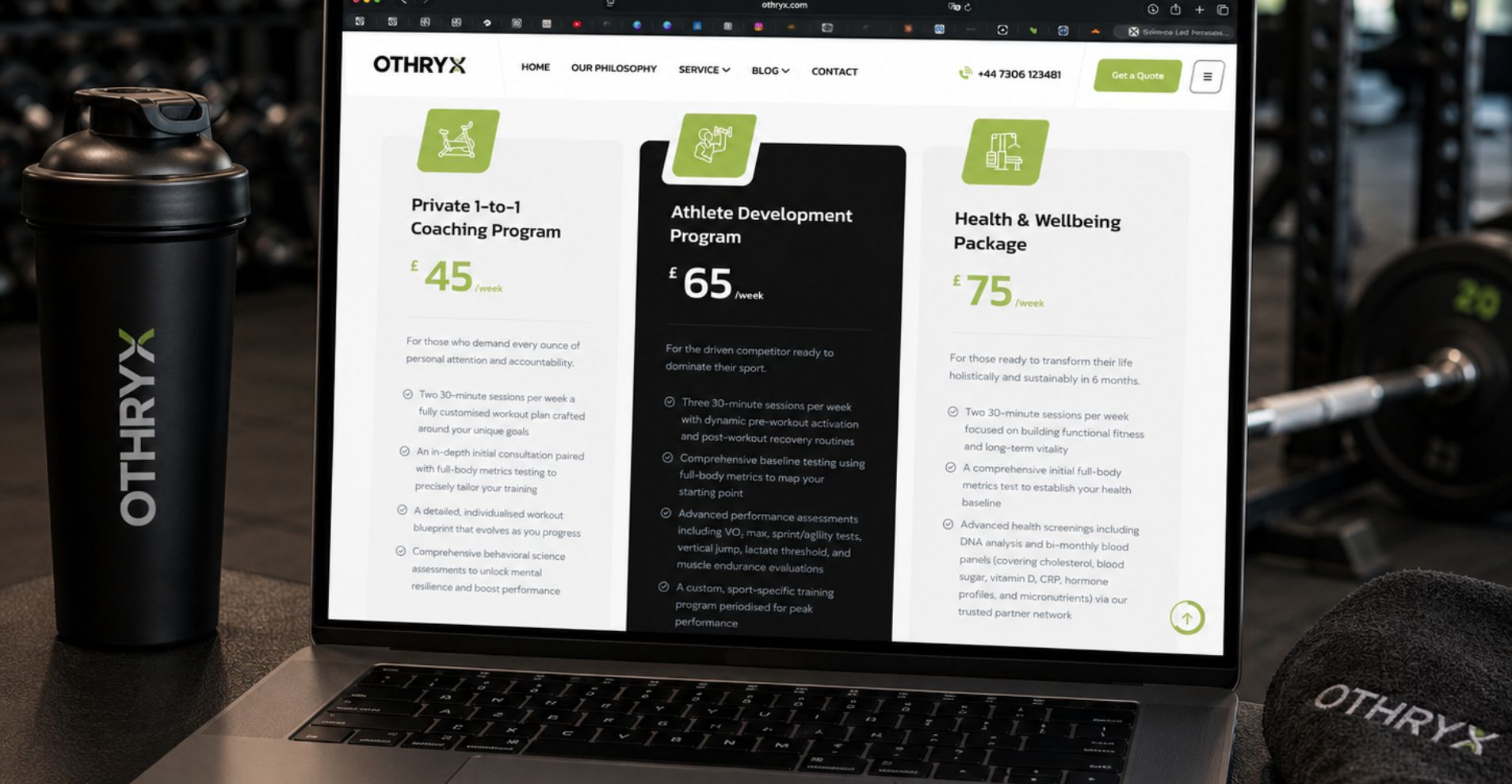 Personal training website portfolio project for Othryx by Xorify