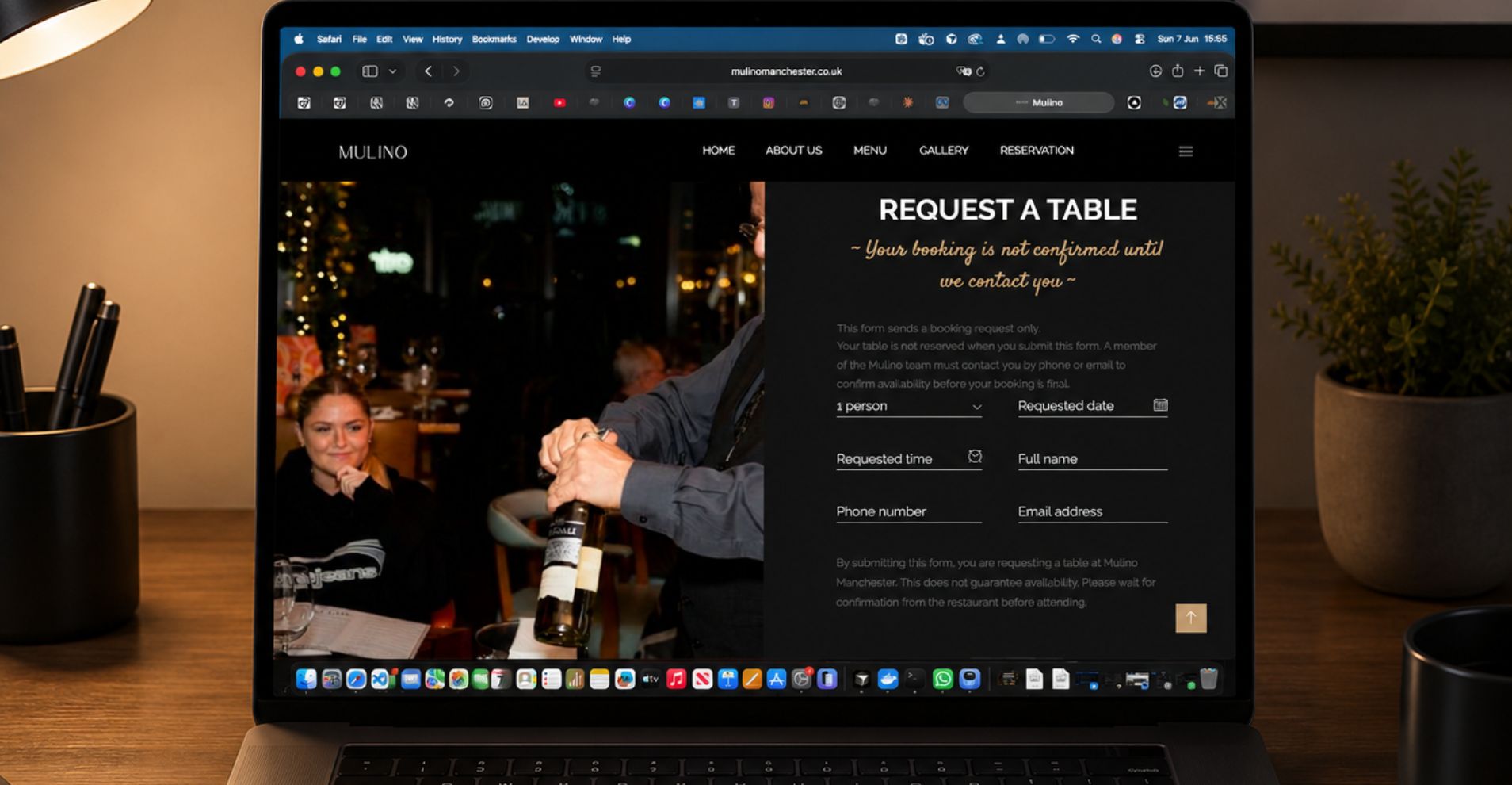 Premium restaurant website design for Mulino hospitality brand
