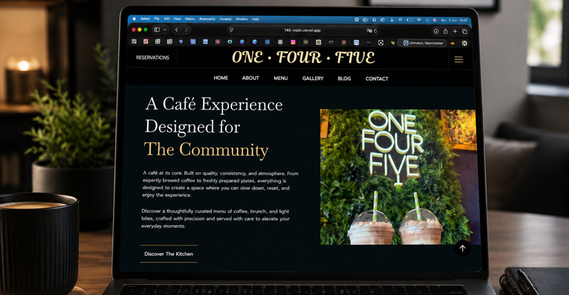 Premium cafe website design for 145 hospitality brand