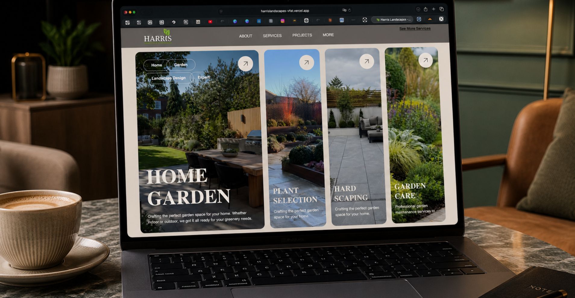 Premium landscaping website design for Harris Landscapes and Garden Design