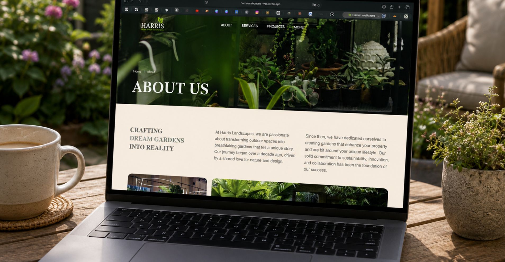 Harris Landscapes website UX and landscaping branding project